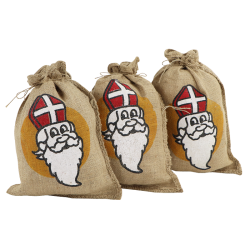 Jute zak met Sinterklaas opdruk 30 cm x 40 cm